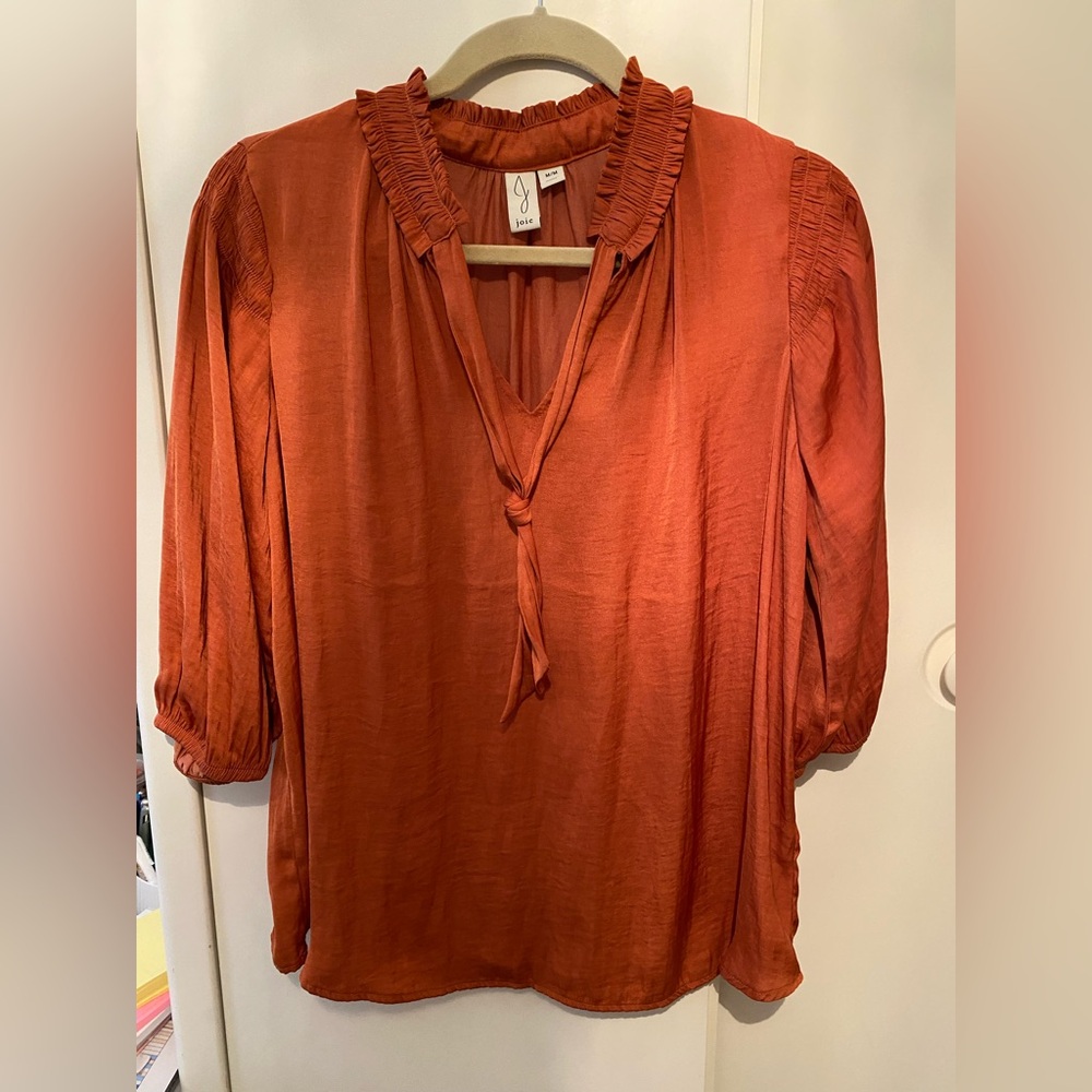 Joie Orange Blouse Size M Retail $120 BOHOHEMIAN FLOWY Fall